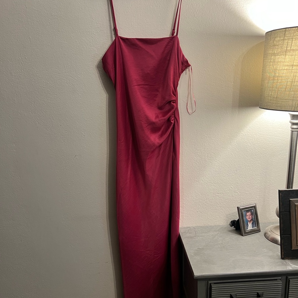 House of Harlow 1960 Red Backless Slip Midi Dress